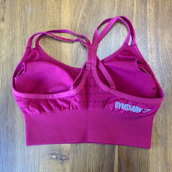 GYMSHARK Seamless Workout Bra Womens XS Sports Bra Beet Crossback Discontinued - Picture 2 of 6